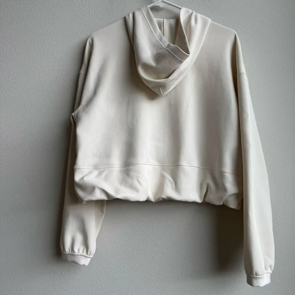Lululemon Brushed Softstreme Hood Full Zip Up Size 8 Medium Ivory Bone